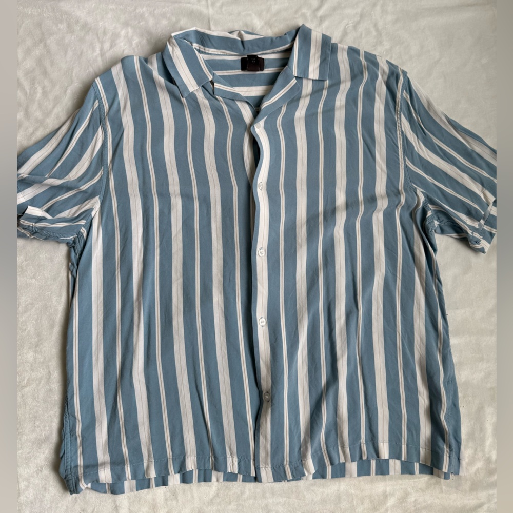 H&M Casual Blue and White Striped Shirt